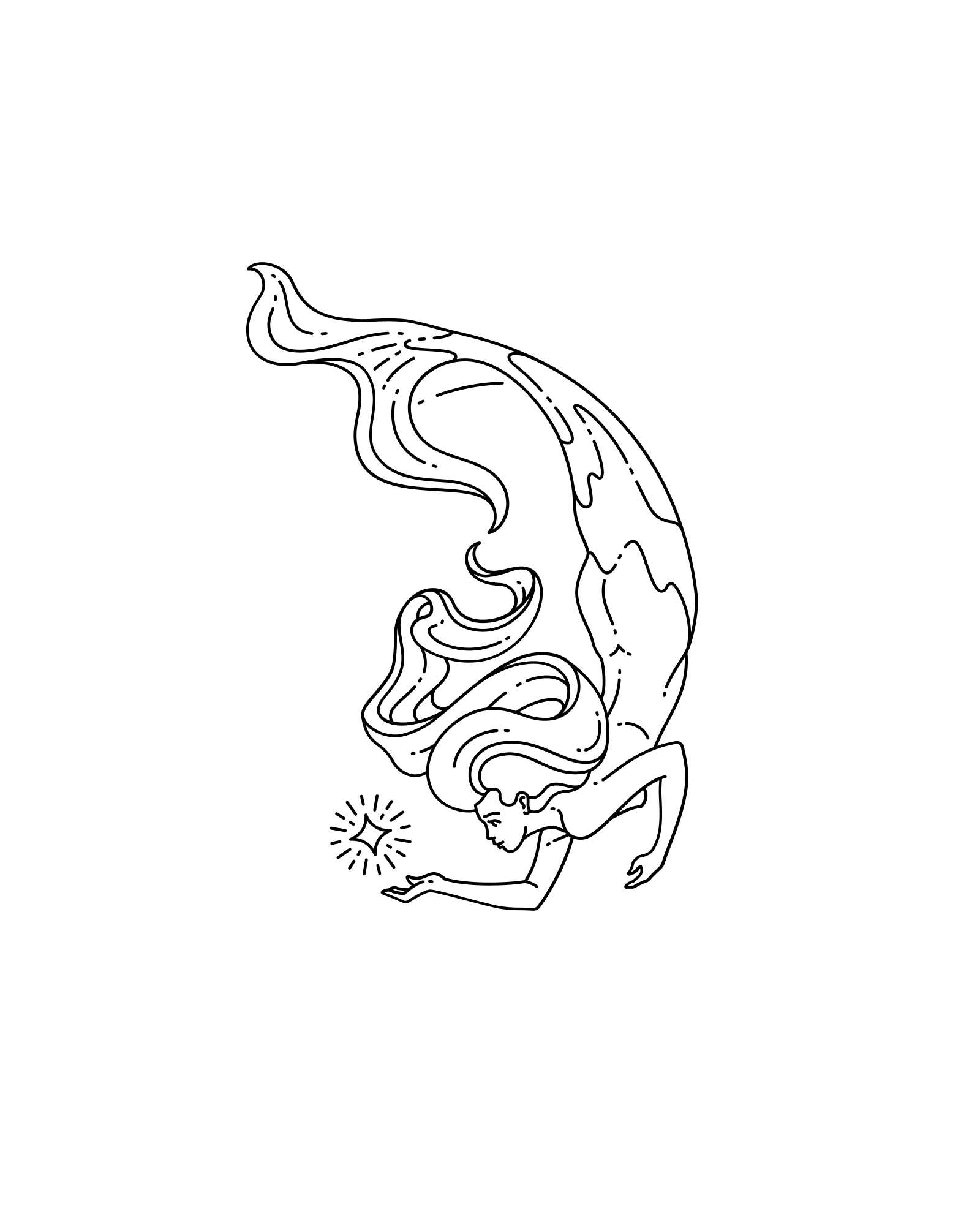 Freshwater Distillery mermaid illustration.