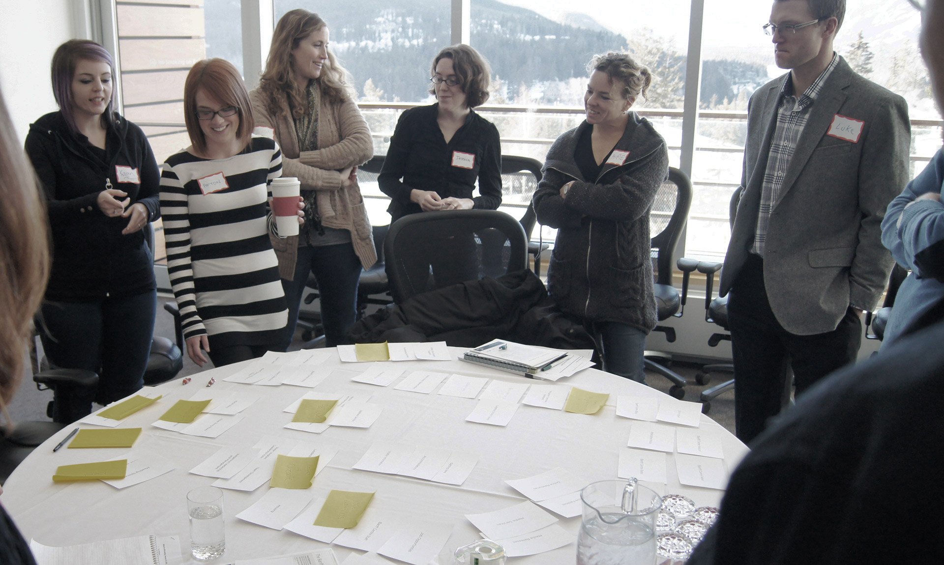 Card-sorting workshop exercise for the Banff Centre web site design