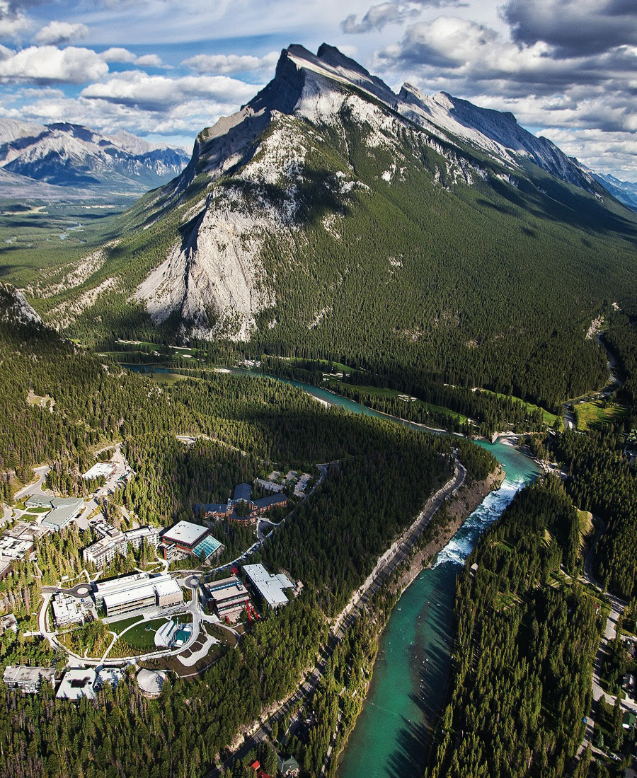 Photograph showing the Banff Centre and mountains