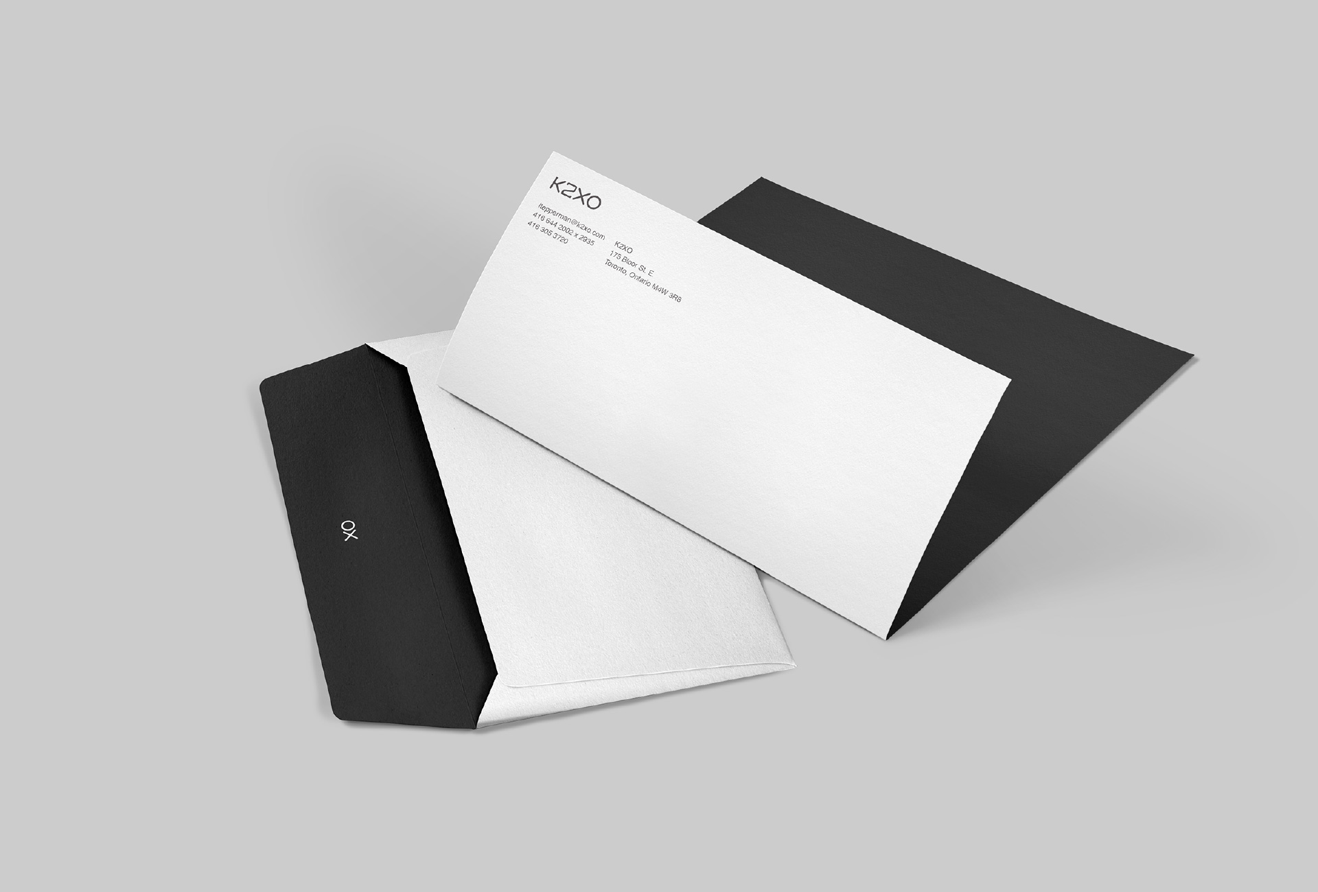 Black and white letterhead print collateral