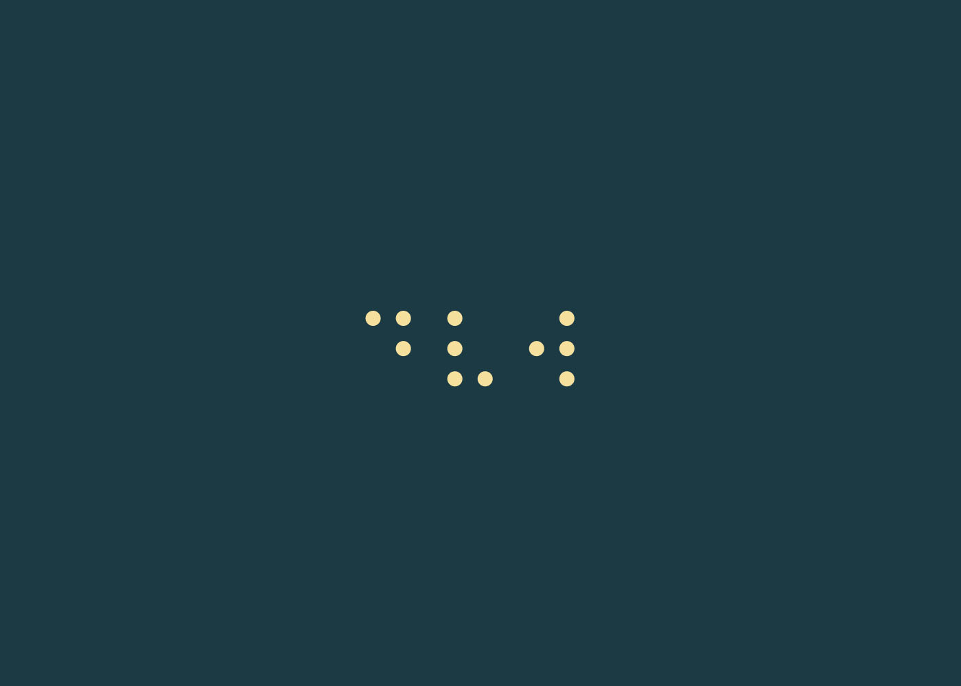 The letters DVW written in braille on solid dark teal background.