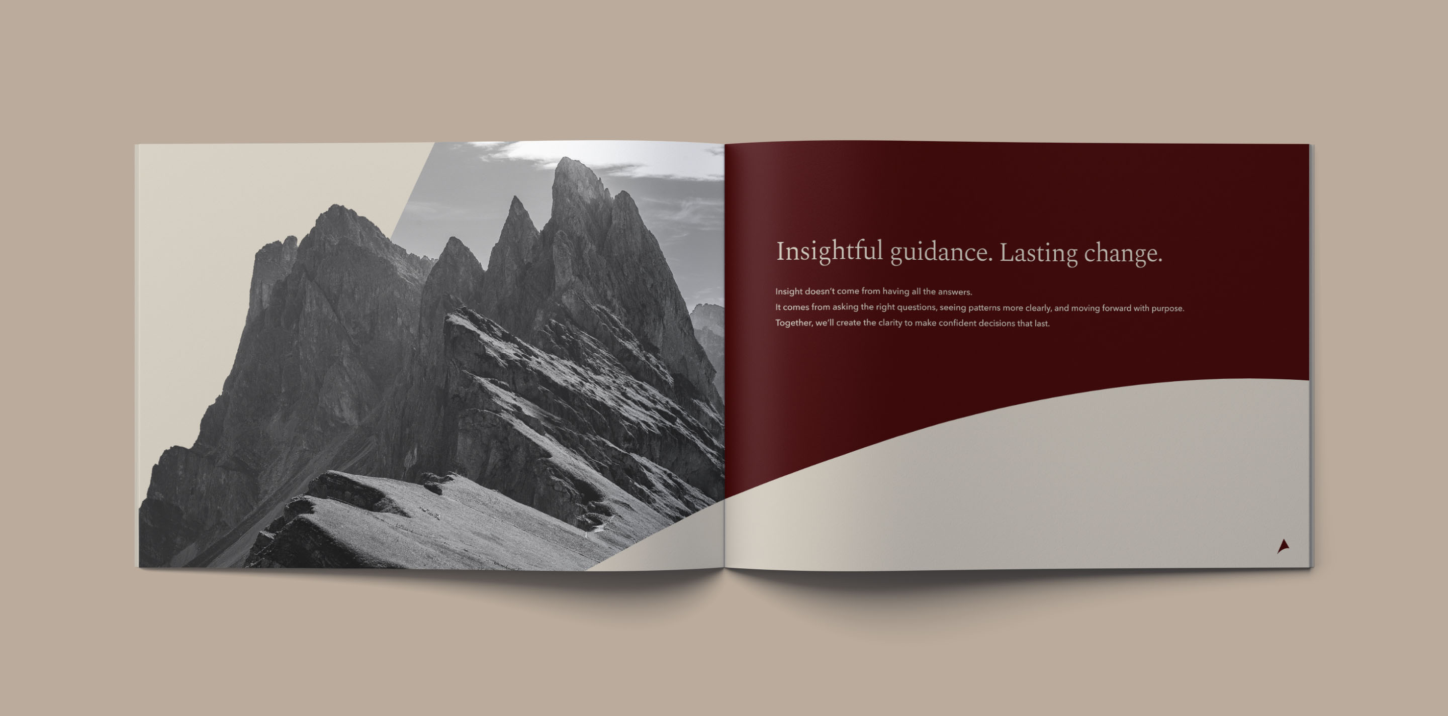 Open Gracehill Consulting publication combining mountain photography with the message “Insightful guidance. Lasting change.”