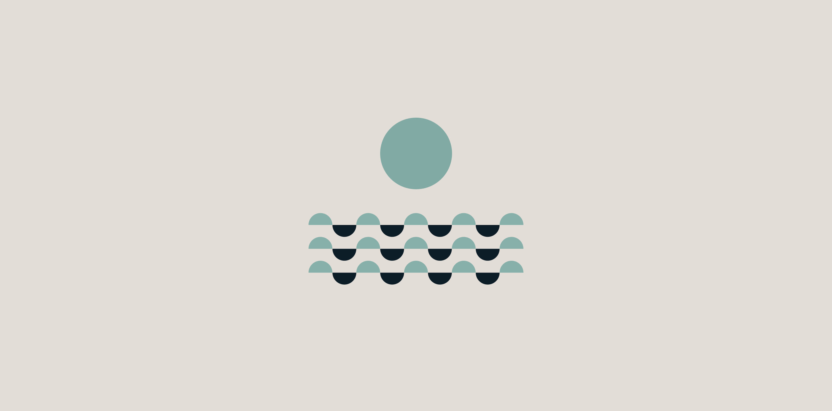 Gushou graphic symbol inspired by paddlers and water, rendered in teal and dark blue.
