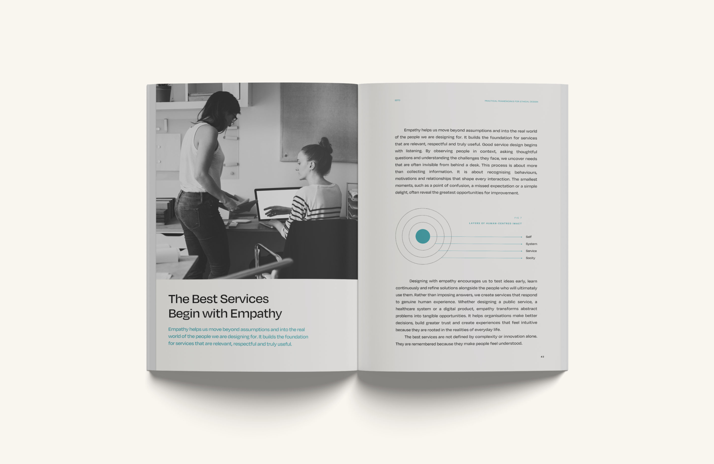 Open Service Design Toronto publication featuring editorial design, photography and an article about empathy in service design.
