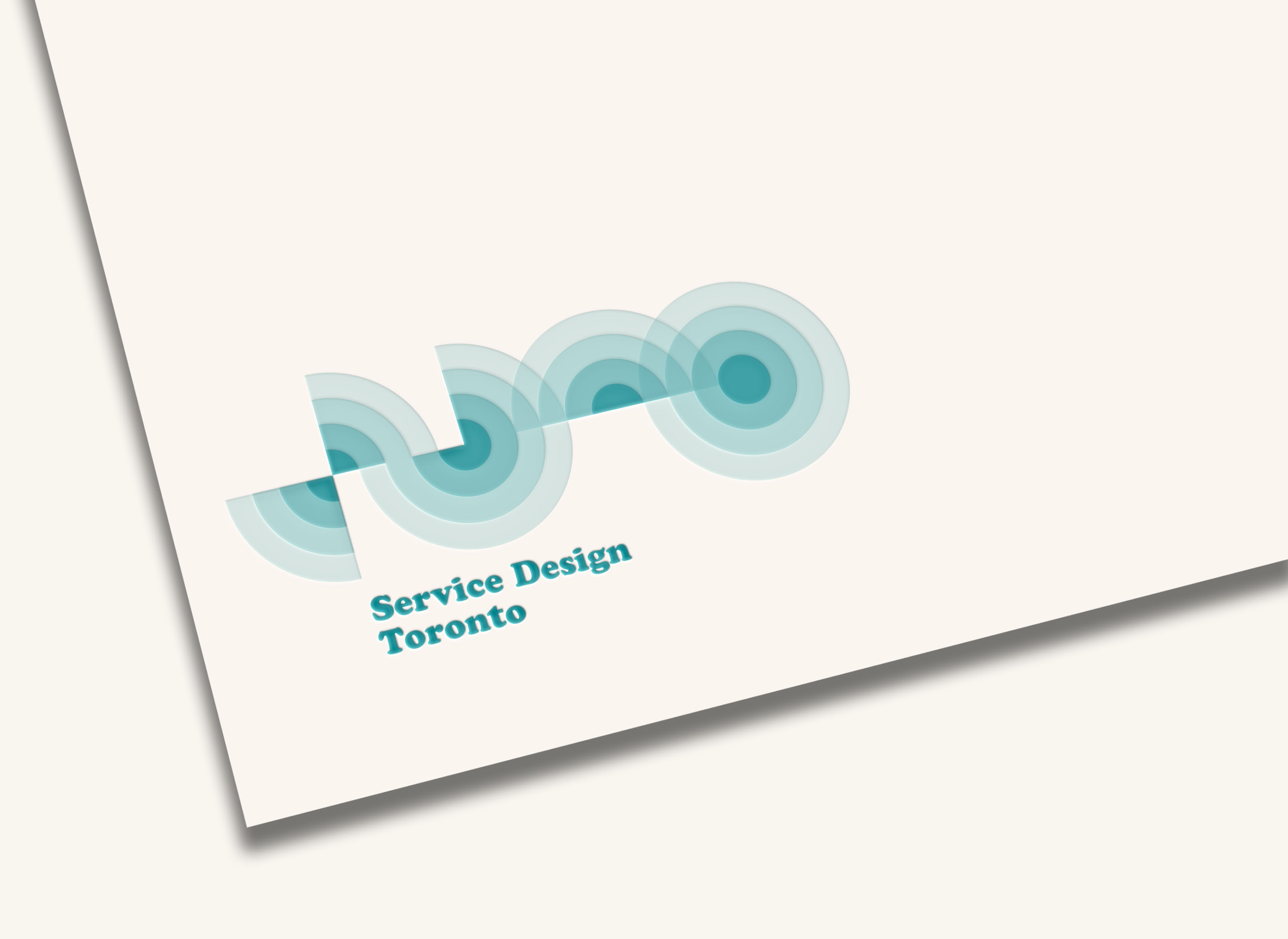 Service Design Toronto logo featuring interconnected circular forms in layered shades of teal.
