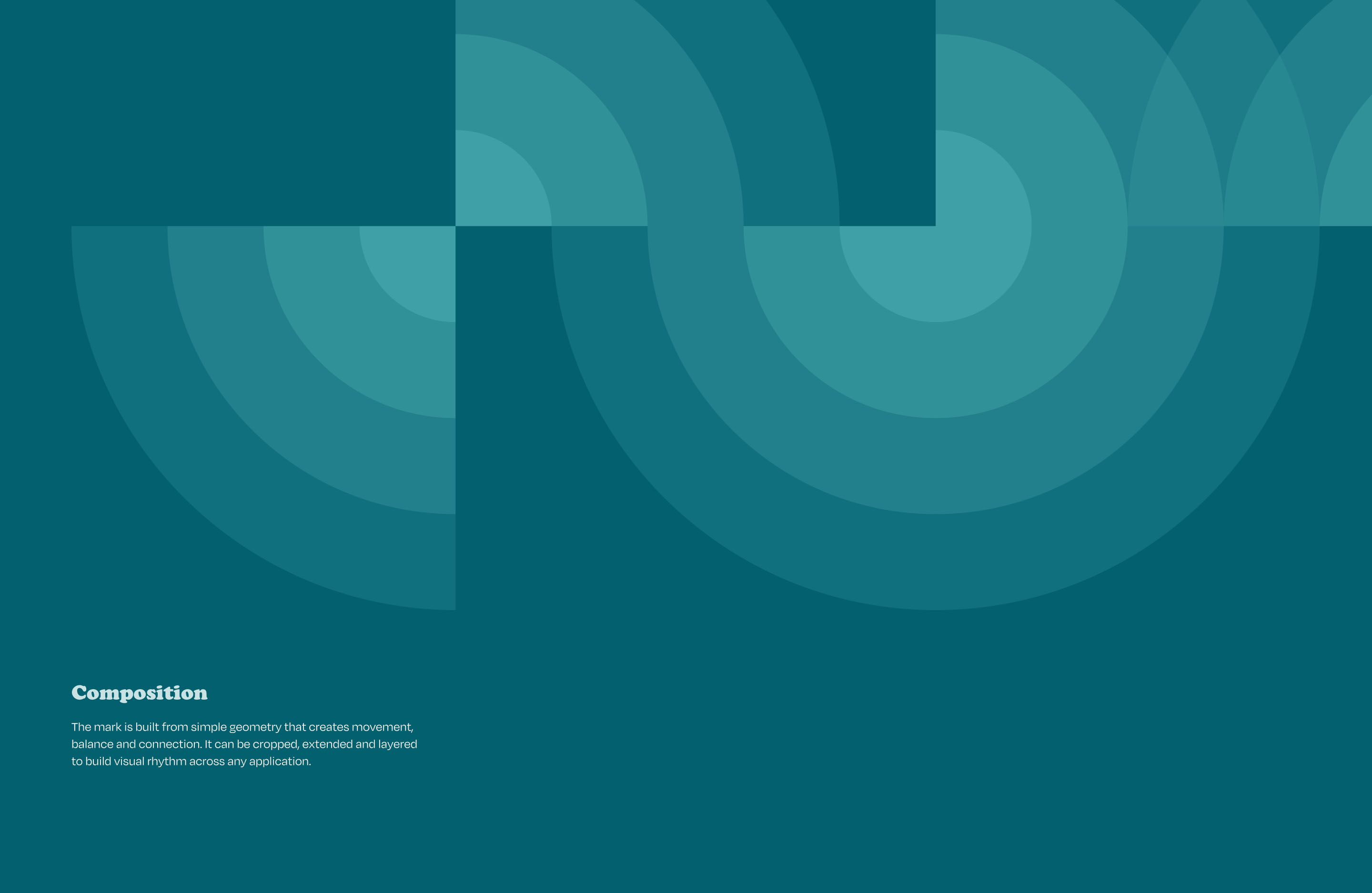 Service Design Toronto composition graphics showing the identity’s overlapping modular forms on a teal background.