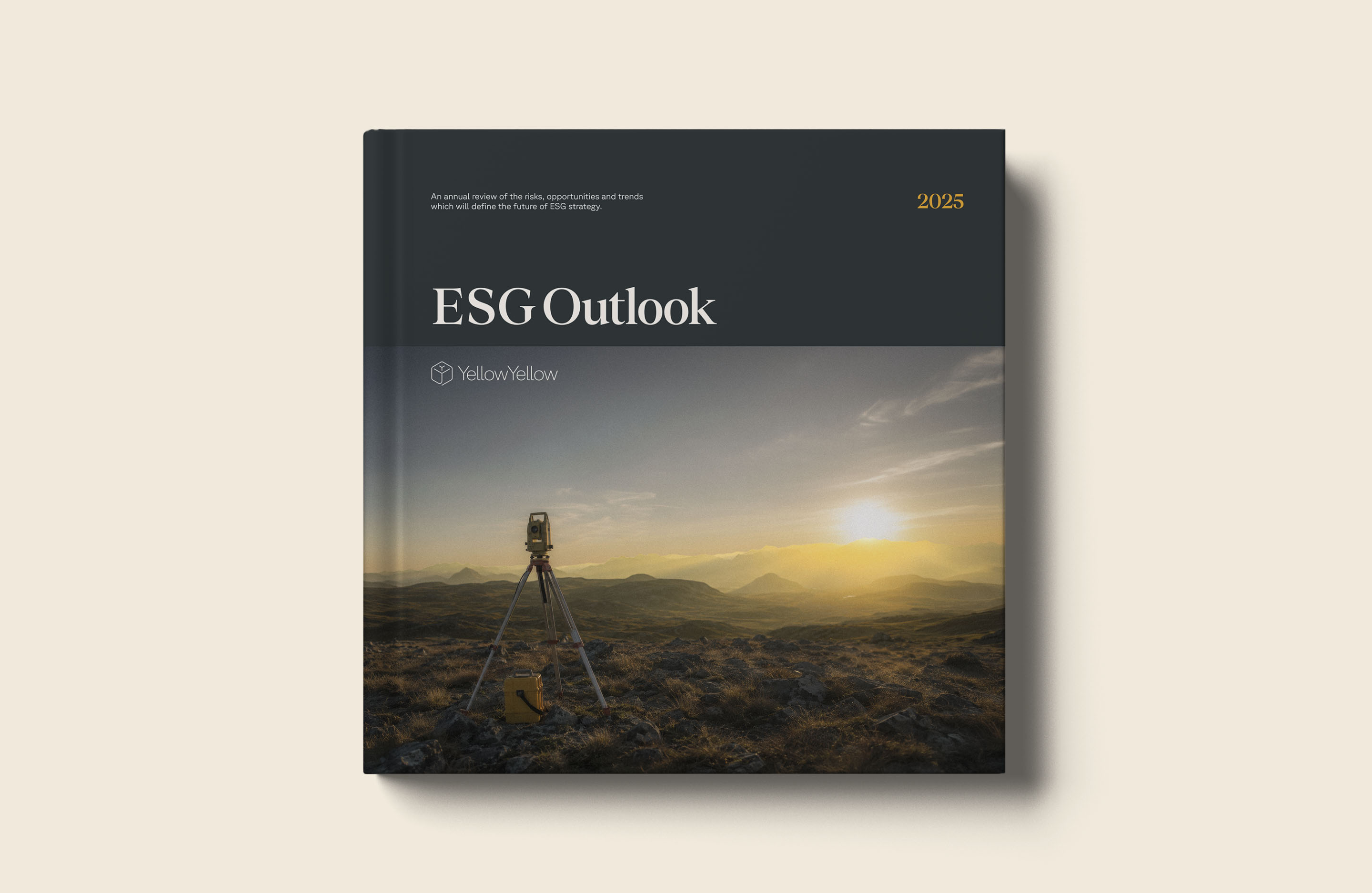 YellowYellow ESG report cover featuring renewable-energy photography.